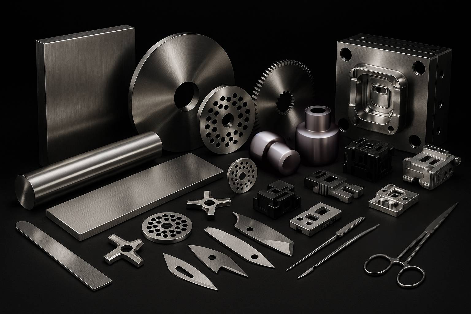 stampi, inserti di stampi, utensili, lame in acciaio inox per industria alimentare, cosmetica, farmaceutica e automotive